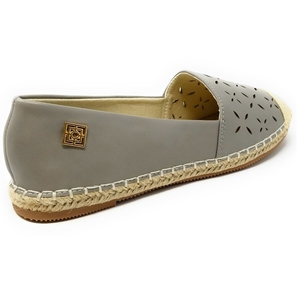 Women Patterned Espadrille Flats, E-2603, Grey - Picture 3 of 6